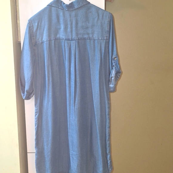 Thread & Supply Anthropologie Chambray Denim Pocket Shirt Dress Blue Small - Picture 4 of 7